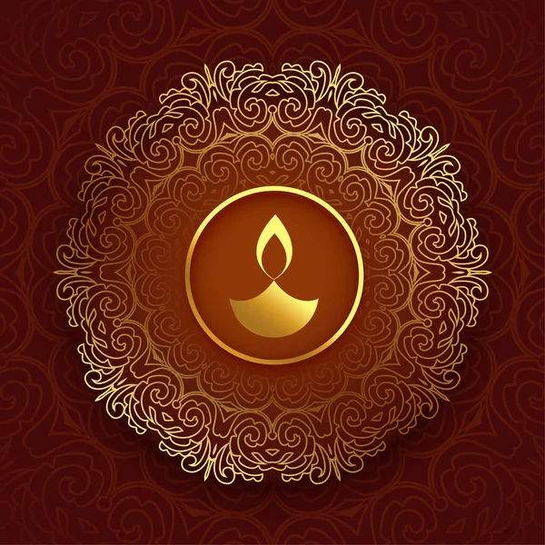 Poster Premium Shubh Diwali Con Spazio Testo Diya Disegno Mandala — Vettoriale Stock