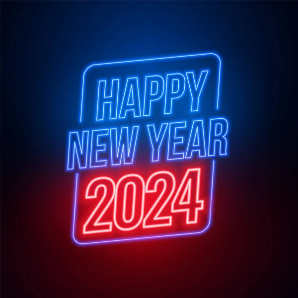 Neon Style Glowing 2024 New Year Party Background Design Vector — Stock Vector
