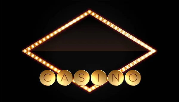 Casino Póquer Juego Bandera Oscura Con Brillante Vector Efectos Luz — Vector de stock