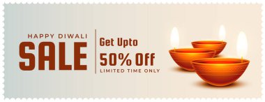 İyi satışlar ve Diwali sezonu için diya ile pankart.