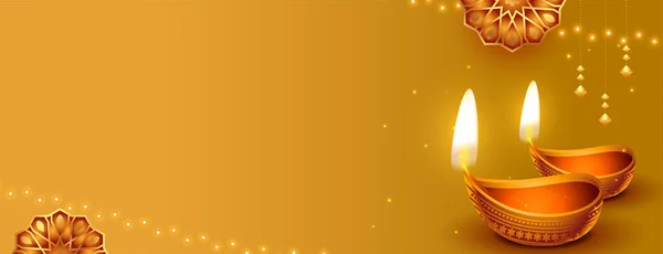 Realistische Öllampe Mit Text Raum Wünsche Banner Für Shubh Diwali — Stockvektor