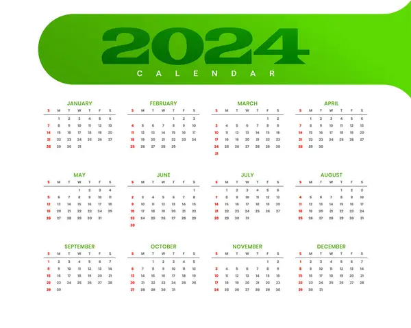 Elegantní Kalendář 2024 Roční Rozvrh Šablona Tisknutelný Design Vektor — Stockový vektor