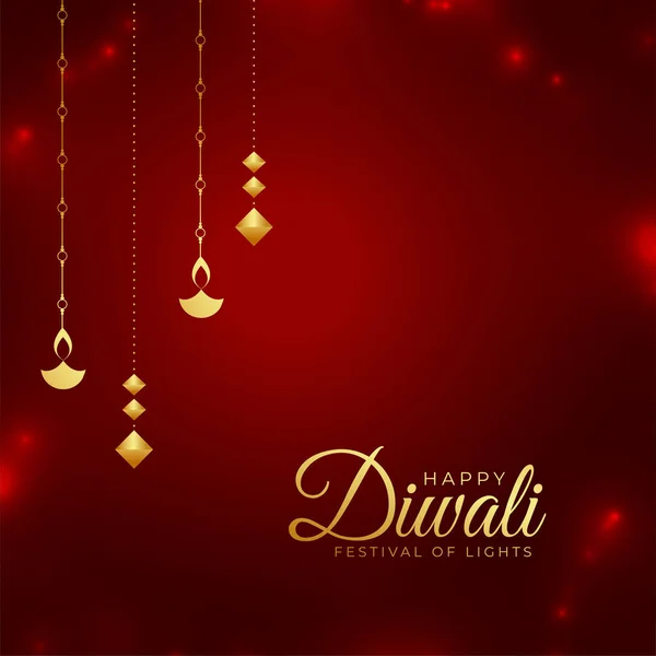 Hindu Religious Happy Diwali Occasion Background Hanging Diya — Stock Vector