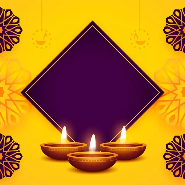 Fondo Ocasión Diwali Feliz Con Diya Realista Espacio Texto — Vector de stock