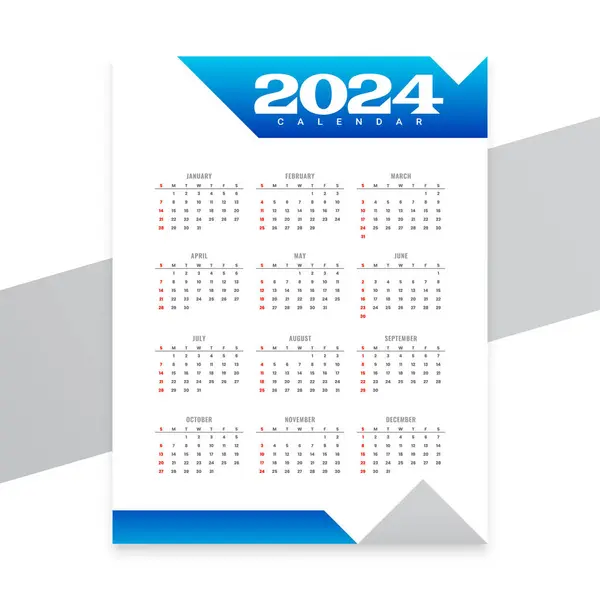 Vit Och Blå 2024 Vägg Kalender Layout Organisera Månatlig Eller — Stock vektor