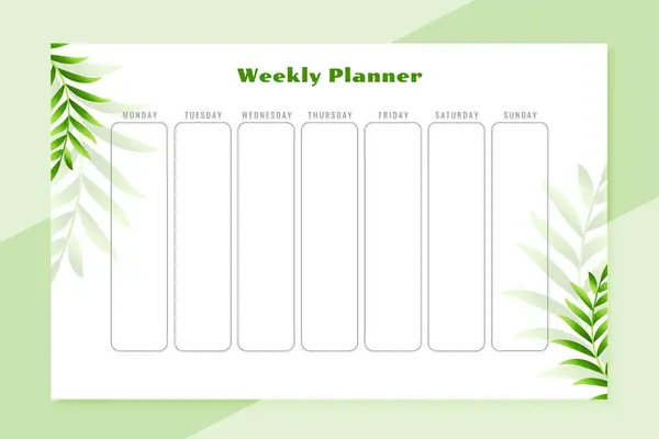 Everyday Weekly Planner Template Printable Design Vector — Stock Vector