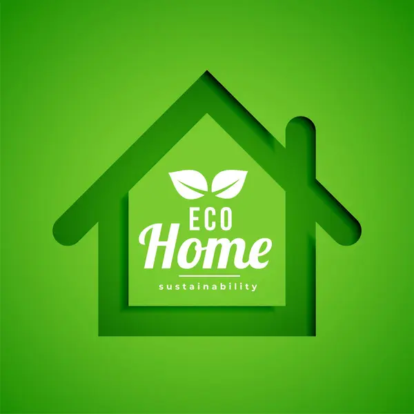 Papercut Style Bio Friendly Eco Home Icon Hintergrund Design Vektor — Stockvektor