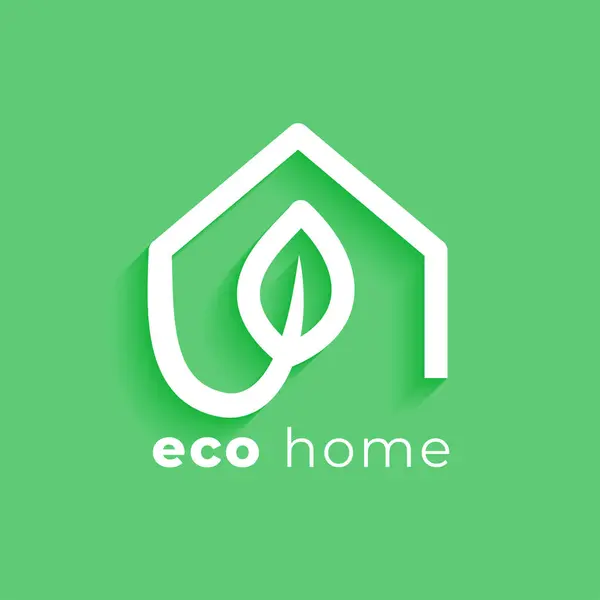 Creativo Eco Home Icona Verde Sfondo Design Vettore — Vettoriale Stock