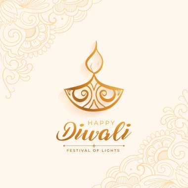 Zarif mutlu diwali ışık festivali Artistik diya ile dilek kartı