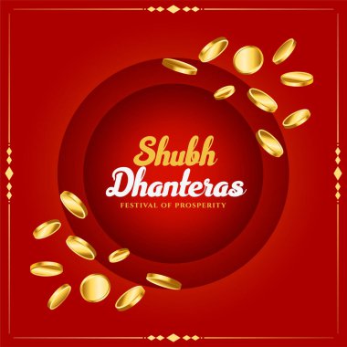 Hindu kültürel shubh dhanteras kutsama ve refah vektörü için kart diliyor