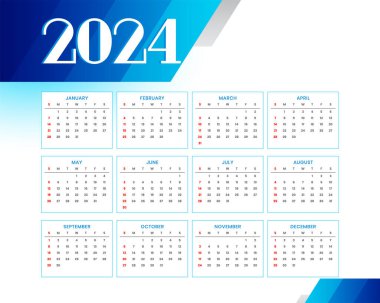 Aylık 2024 takvim şablonu göz alıcı olay yönetimi vektörü