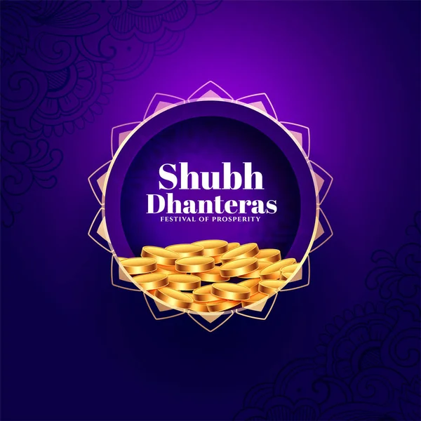 stock vector beautiful shubh dhanteras greeting background with golden coin design vector