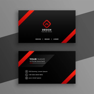 koyu siyah kart şablonu kırmızı çizgili tasarım vektörü