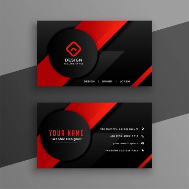 Ofis yazdırma vektörü için siyah ve kırmızı dairesel kartvizit düzeni