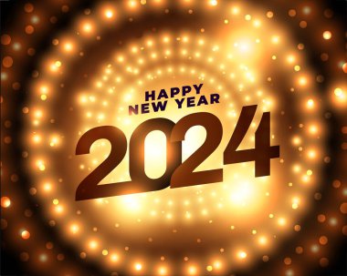 2024 Yeni Yıl Parti Kutlama Arkaplanı Parlayan ışık etkisi vektörü