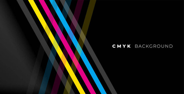 stylish cmyk colors dark banner with geometric stripes vector