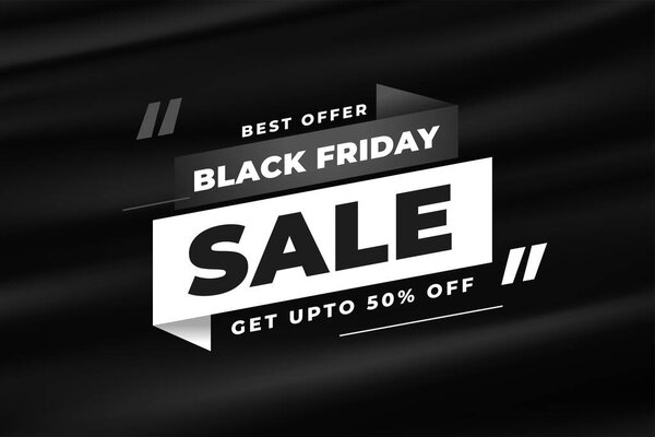 black friday sale event dark background get discount upto 50 percent vector