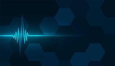 Parlak kardiyo çizgisi vektörü olan modern altıgen desenli geometrik arkaplan