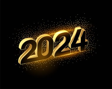 gerçekçi 2024 altın harfli yeni yıl arkaplanı parlak parçacık vektörü