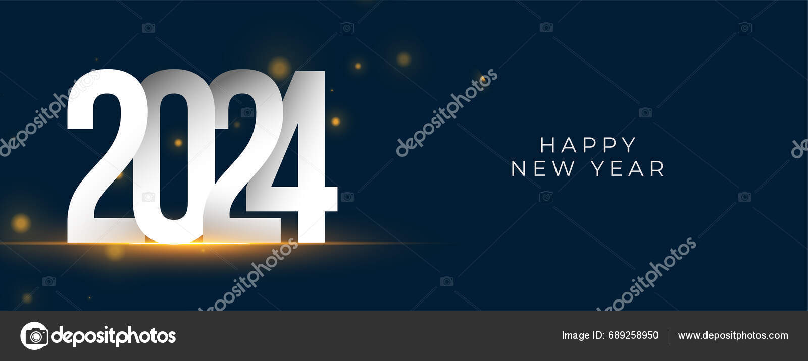 Modern Happy New Year 2024 Event Wallpaper Light Effect Vector Stock