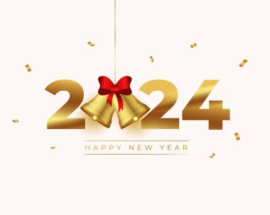 yaratıcı mutlu yeni yıl 2024 arkaplanı xmas çan tasarım vektörü