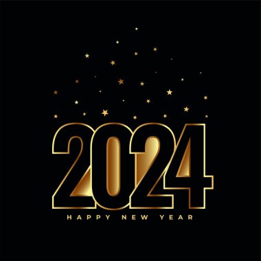 Altın yıldız tasarım vektörüyle 2024 yılınız kutlu olsun.