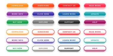Renkli boş web düğmesi tasarım vektörü koleksiyonu