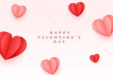 Kağıt kalp vektörüyle Sevgililer Gününüz kutlu olsun.