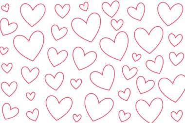 Sevgililer günü çift vektörü için çizgi biçimi minimal aşk kalp deseni arkaplanı