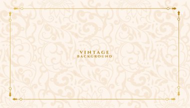 Altın çerçeve tasarım vektörü ile klasik stil çiçek dokusu arka planı