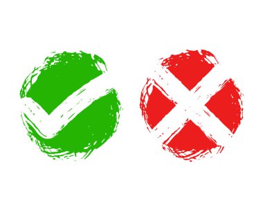 grungy biçimi onay işareti tasarım vektörünü kabul et ya da reddet