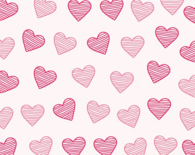 Sevgililer günü vektörü için el çizimi sevimli aşk kalp deseni arkaplanı