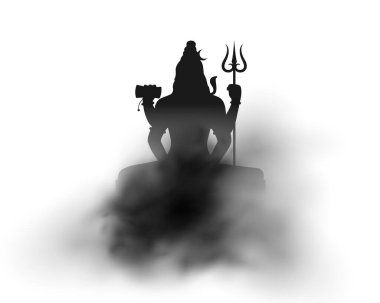 Hindu festivali maha shivratri vektörü için Karanlık Lord Shiva silueti