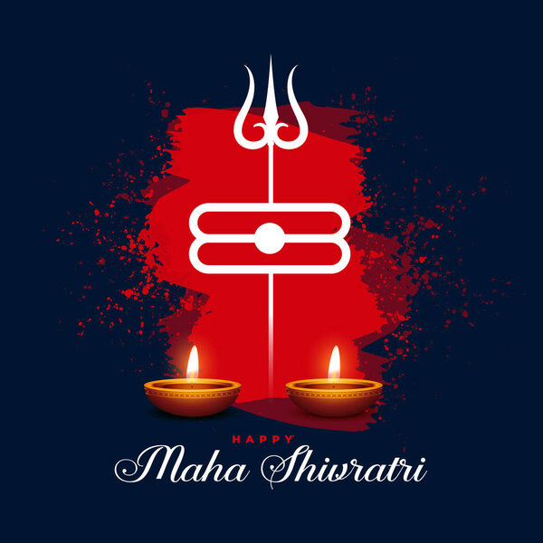 beautiful maha shivratri religious background with glowing diya vector