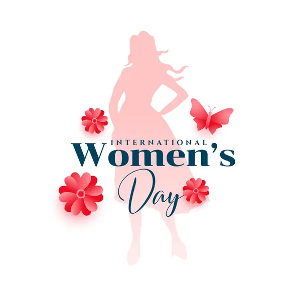 Прекрасний Міжнародний Жіночий День Фон Квіткою Метеликом Вектор Векторна Графіка