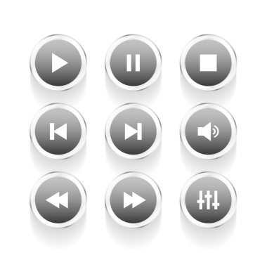 Gri çokluortam oynatıcı element tasarım vektörü koleksiyonu