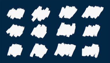 Set vektöründe el çizimi beyaz grungy fırça darbesi dokusu