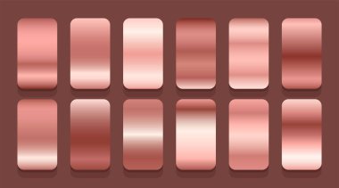 Metalik renk seti vektörlü modern UI ve UX element tasarımı