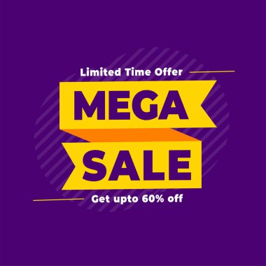 limited time mega sale purple background for web or retail store vector clipart