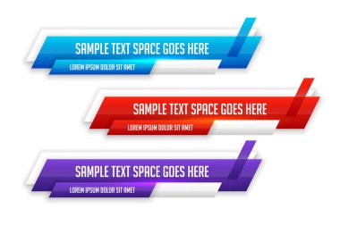 Küme vektöründe infografik düşük üçüncü karo modern pankart