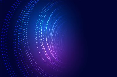 Bilimkurgu, dijital huni noktaları tasarım vektörü ile parlayan parçacık tekno arka planına ilham verdi