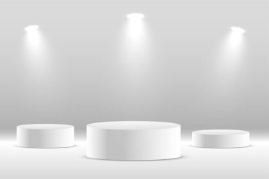 Odak ışık efekti vektörlü gerçekçi podyum stand arkaplanı