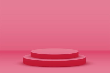 Moda tanıtım vektörü için boş arkaplanı olan 3d kaide platformu