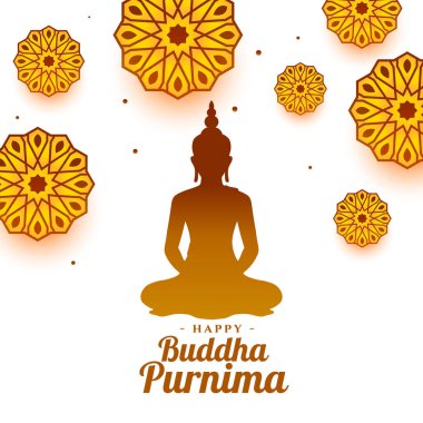 Mutlu Buda ya da guru purnima ruhani inanç vektörü için festival kartı
