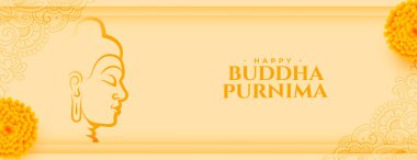 asian cultural happy buddha purnima festive banner with floral design vector clipart