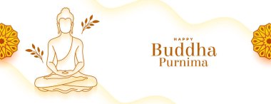 çizgi sanat gautama budha purnima dini bayrak tasarım vektörü