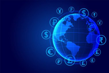 Küme vektör içindeki küresel sanal para transfer tekno kavramı