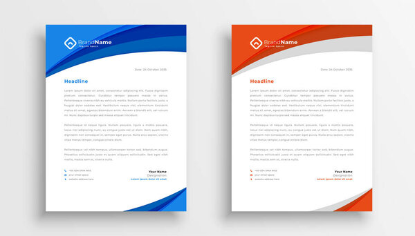 collection of two professional letterhead template a formal document vector