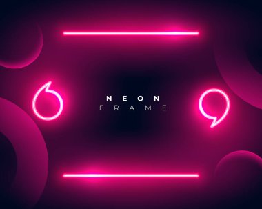 Tırnak işareti ve metin alanı vektörüyle parlayan pembe neon ışığı