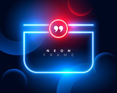 soyut mavi renkli parlayan neon çerçeve tırnak işareti vektörü 